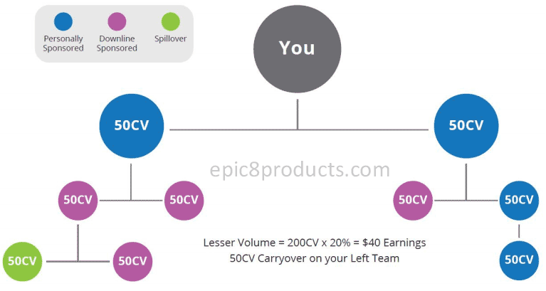 B-Epic Distributor comp plan - two team pay explained